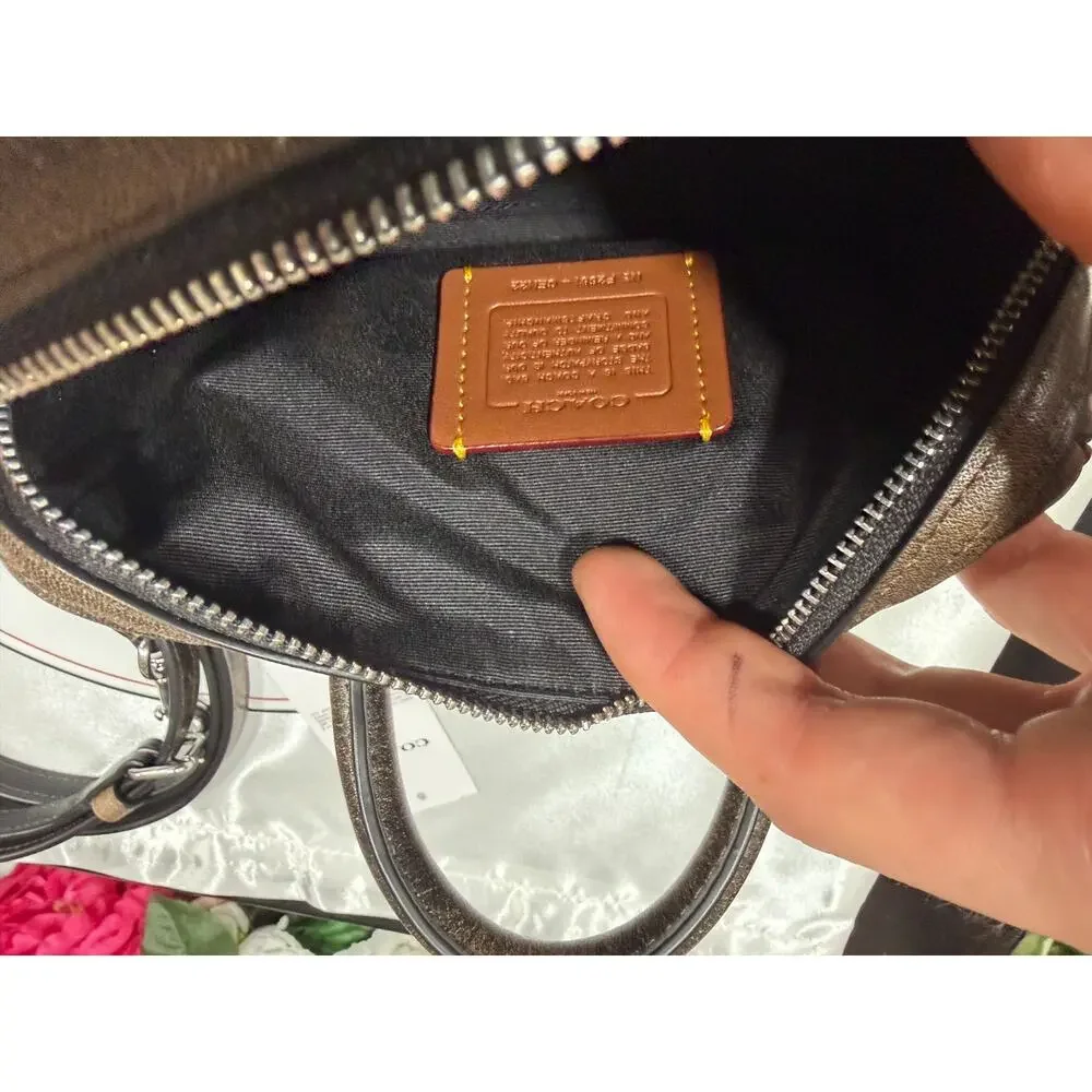 NWT B11-005 COACH Mini Rowan Crossbody Bag Loved Leather CEN22 SVPMZ Black Brown